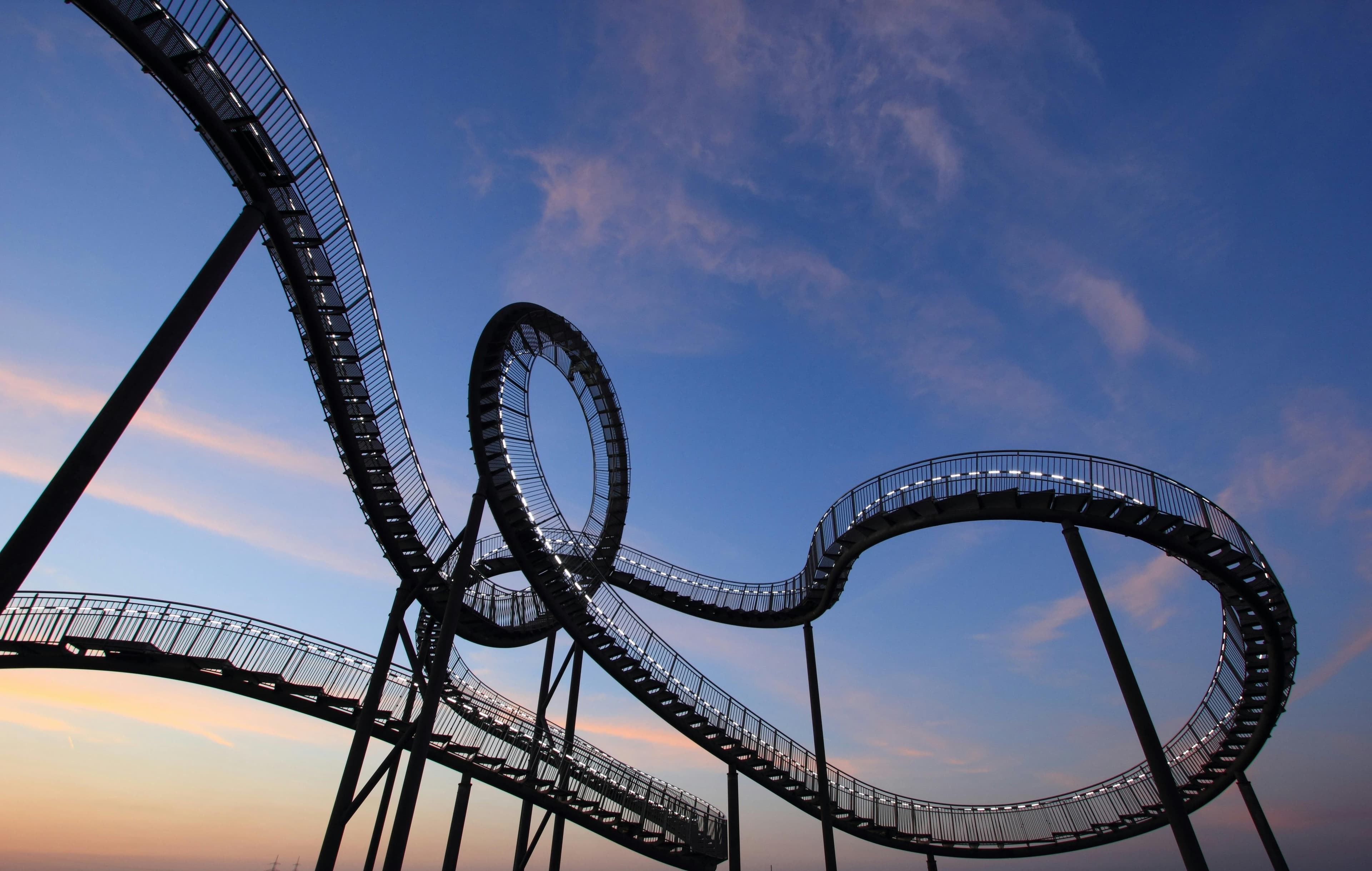 Roller coaster at twilight